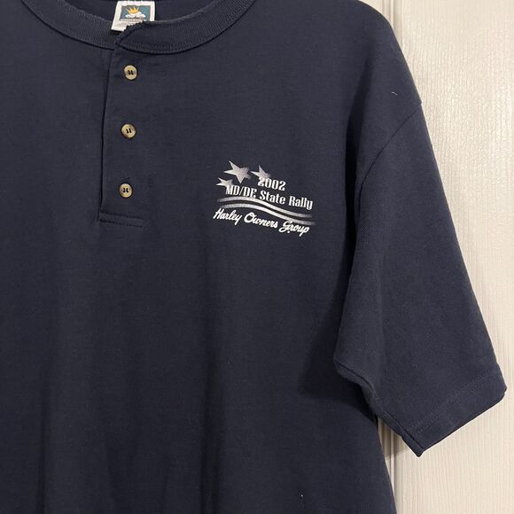 Vintage 2002 Harley H.O.G. State Rally Tee | MD/DE Event Shirt Henley | Size L - Picture 2 of 6